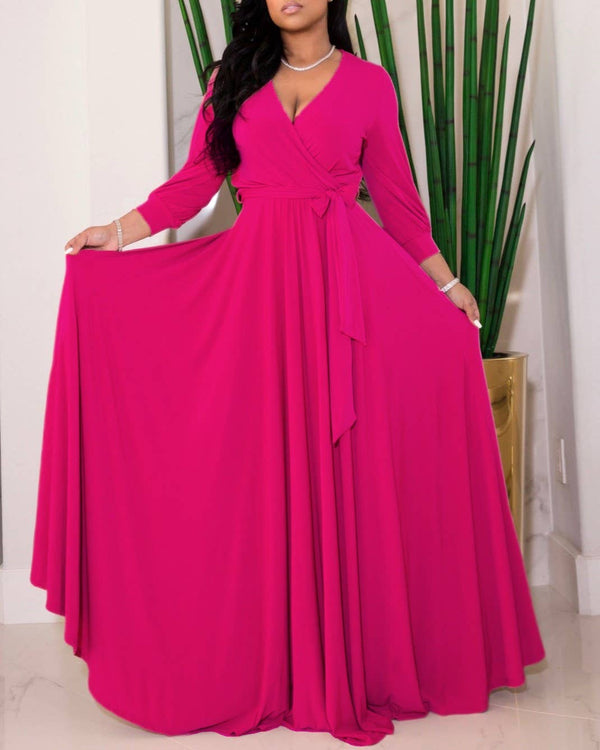 Waist-Cinching Floor Maxi Dress