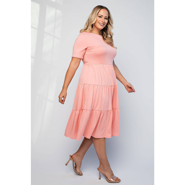 74282CD  PLUS SIZE SHORT SLEEVE TIERED DRESS