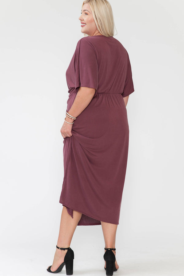 Plus Size Fall Holiday Maxi Dress: Deep Burgundy / 1X