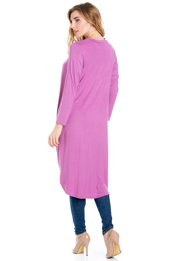ATP-2302RS Front Knot Long Sleeve High Low Top