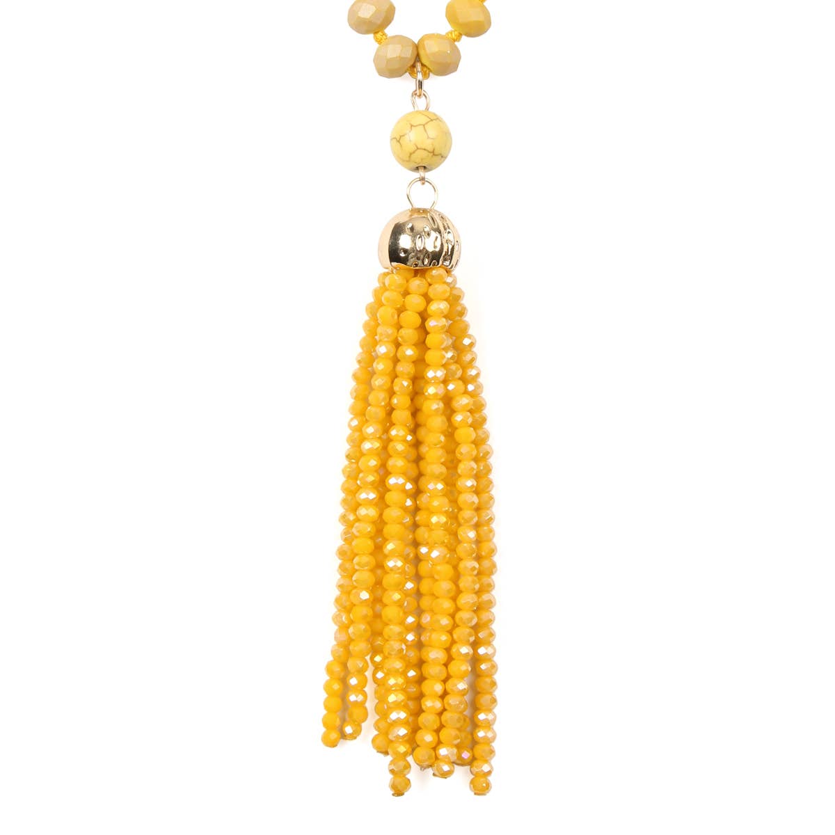 Rondelle Tassel Pendant With Polycord Necklace