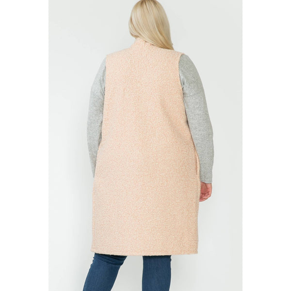Plus Size Boucle Maxi Long Vest: 1X / BLACK