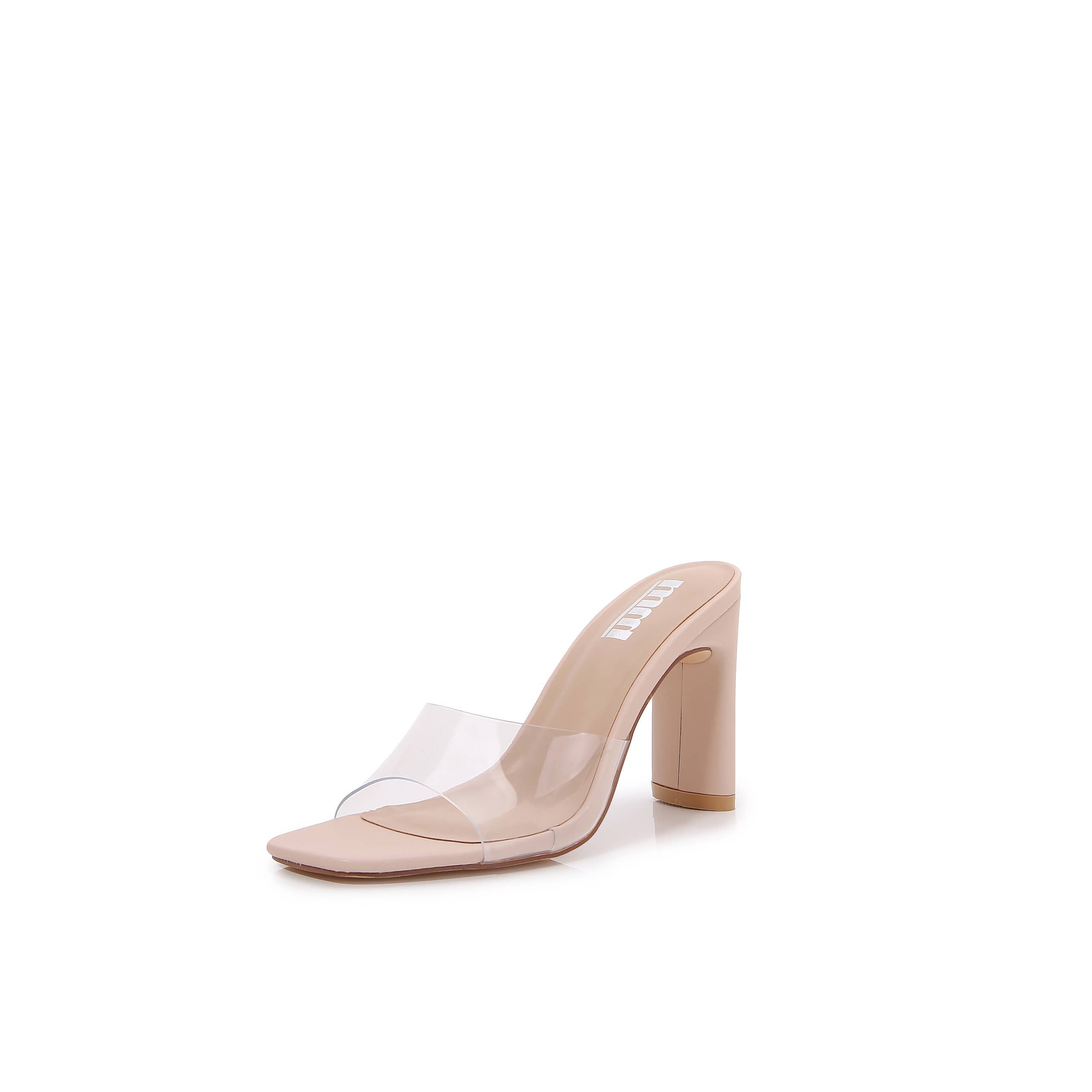 [PACK]Transparent Single Strap Open Toe Heeled Trendy Sandal: Black TPU / 1-3-3-3-1-1 [6-7-8-9-10-11]