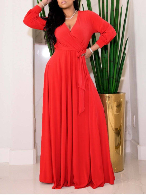 Waist-Cinching Floor Maxi Dress