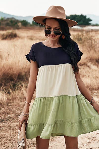 Color Block Dress: Pink / M