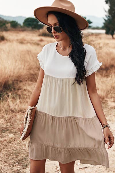 Color Block Dress: Pink / M