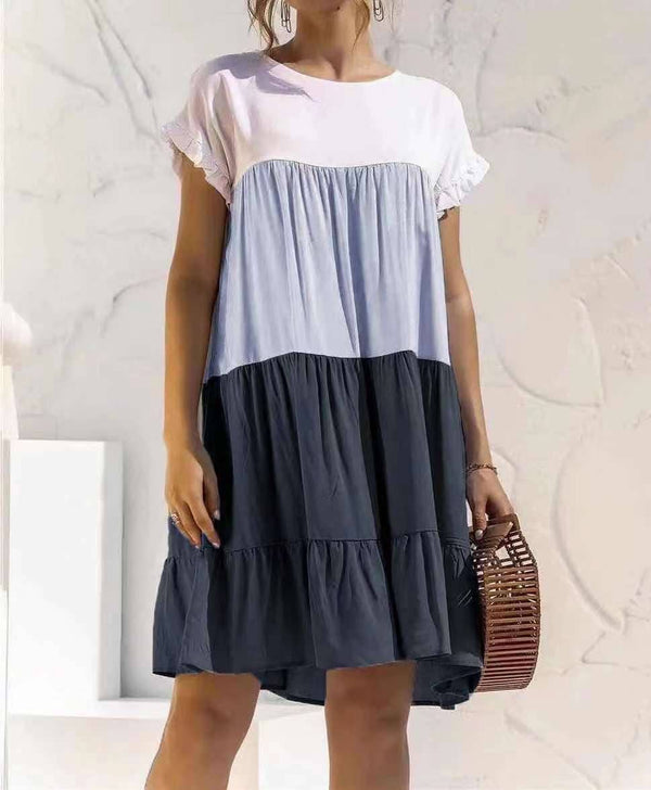 Color Block Dress: Pink / M