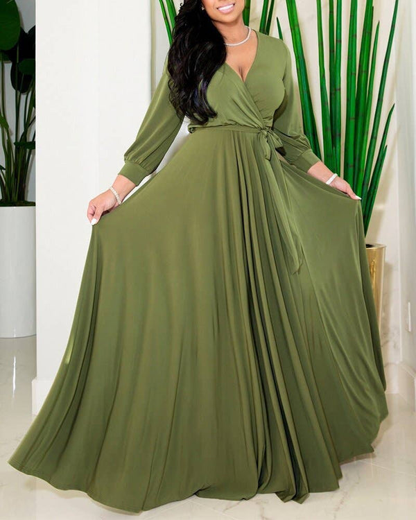 Waist-Cinching Floor Maxi Dress