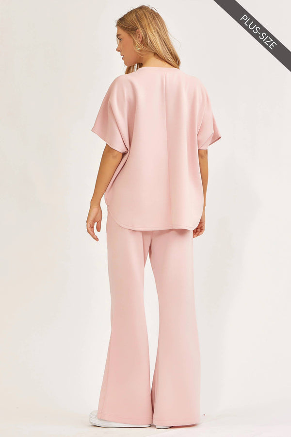 PLUS SIZE Poncho Top + Bell Bottom Modal Set TRVSET-PARISP