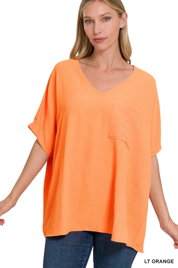 42POPS Airflow Textured V-neck Short sleeve Top: