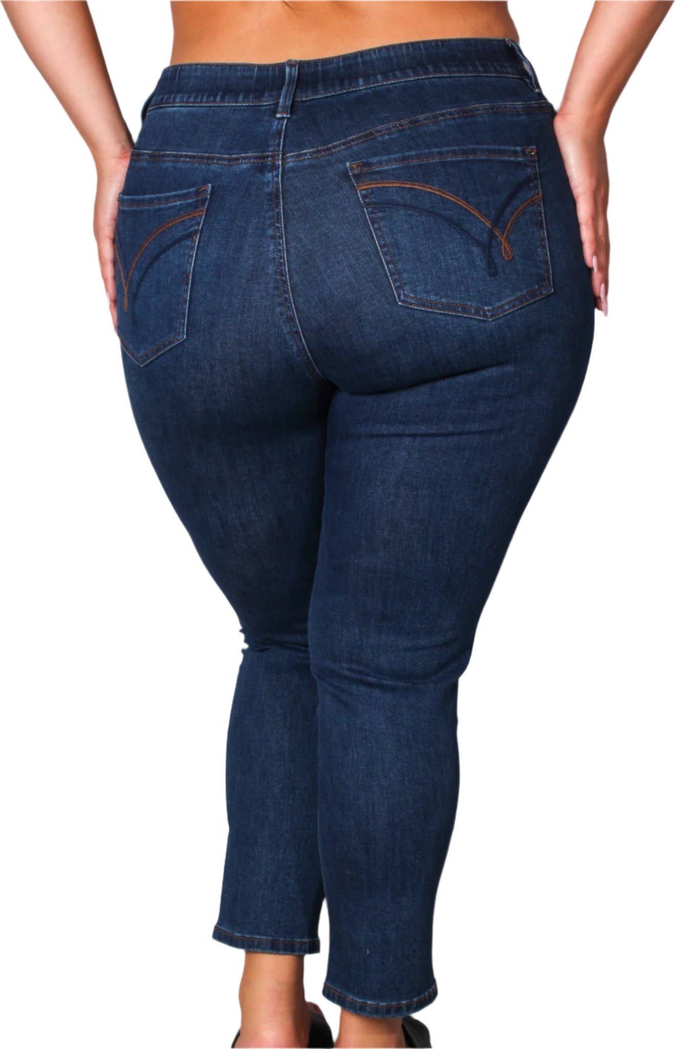 Women's Plus Mid Rise Skinny Leg Denim Jeans 