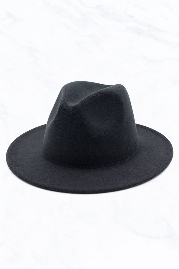 Retro Flat Fedora Hat: Black