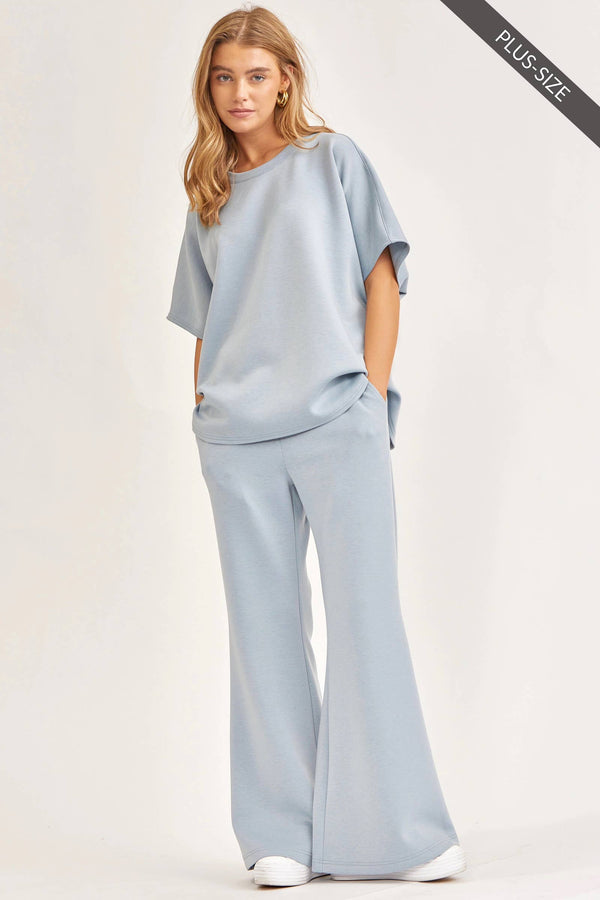 PLUS SIZE Poncho Top + Bell Bottom Modal Set TRVSET-PARISP
