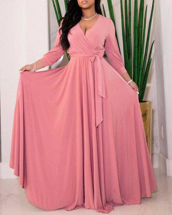 Waist-Cinching Floor Maxi Dress