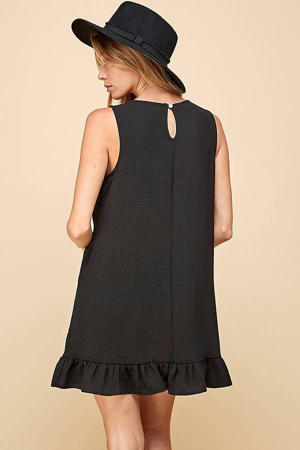 SD21010-25038. - WOMEN SOLID SLEEVELESS RUFFLED MIDI DRESS