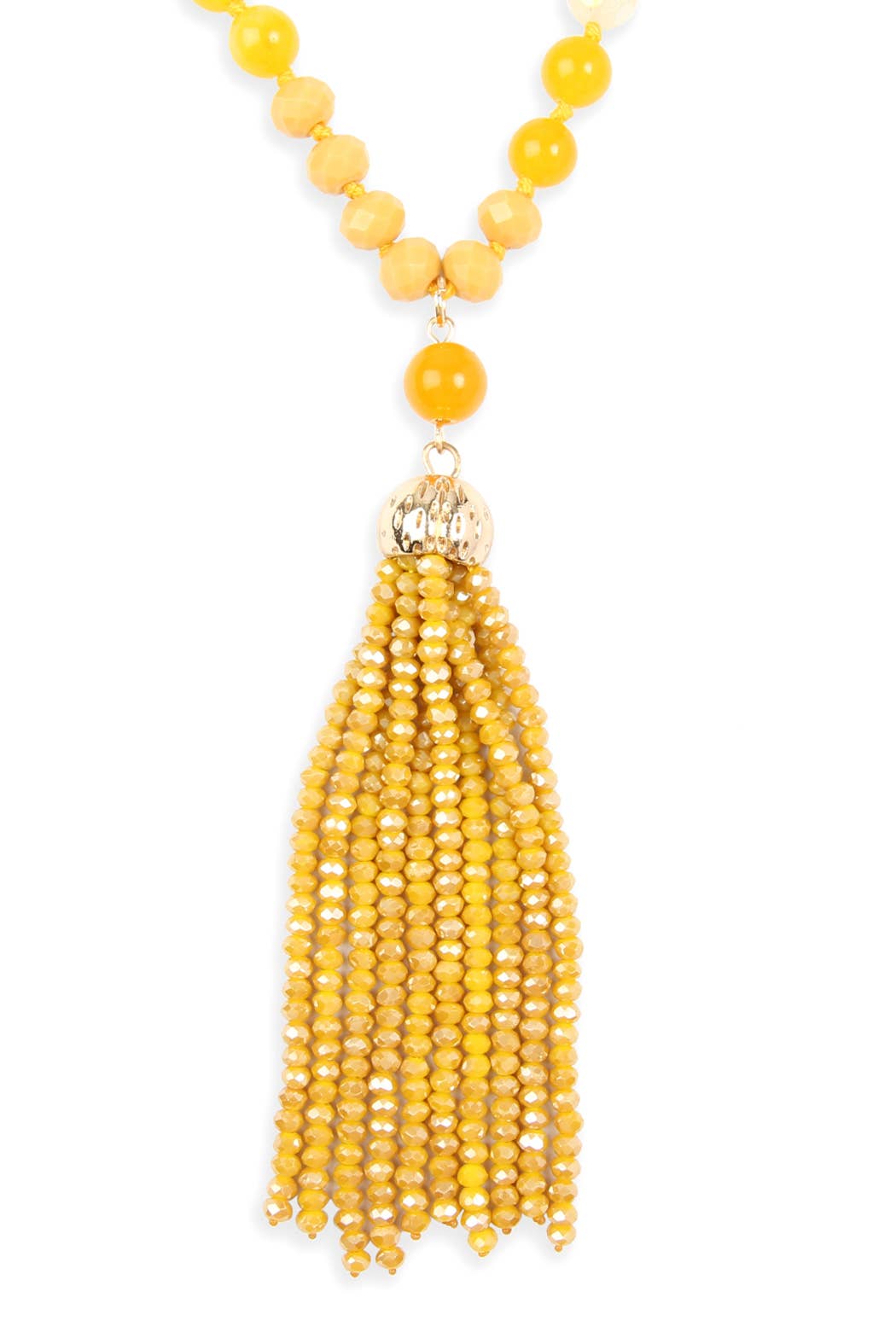 Rondelle Tassel Pendant With Polycord Necklace
