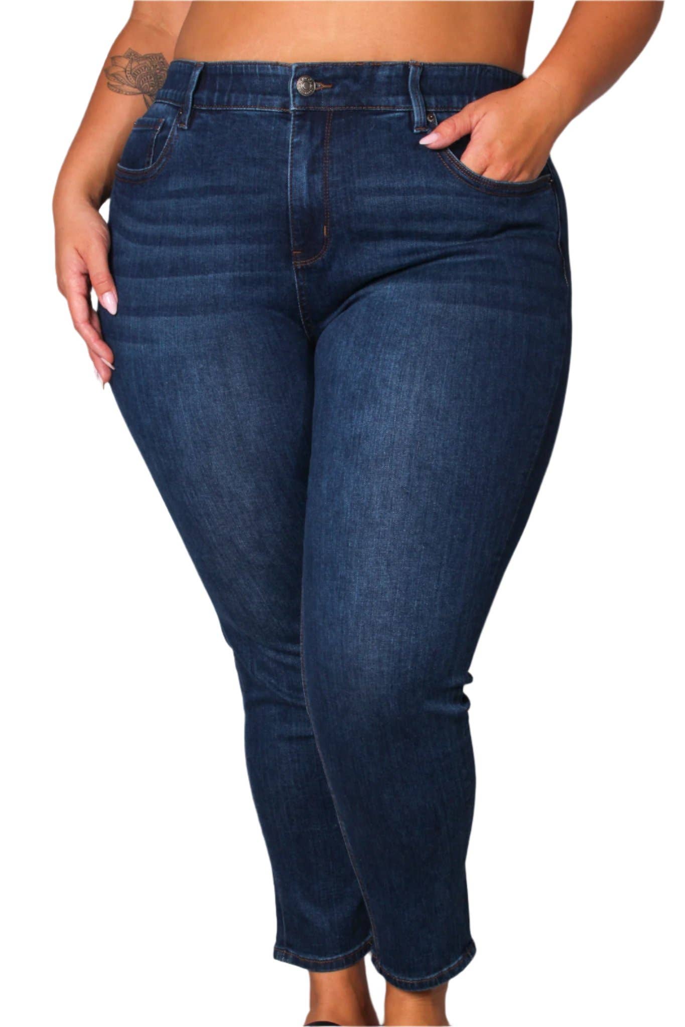 Women's Plus Mid Rise Skinny Leg Denim Jeans 