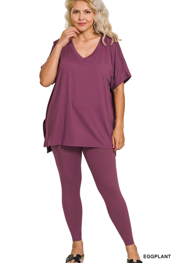 Plus Brushed Dty Microfiber Loungewear Set