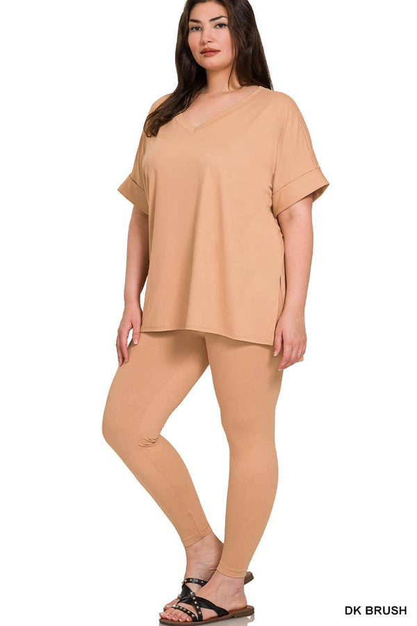 Plus Brushed Dty Microfiber Loungewear Set