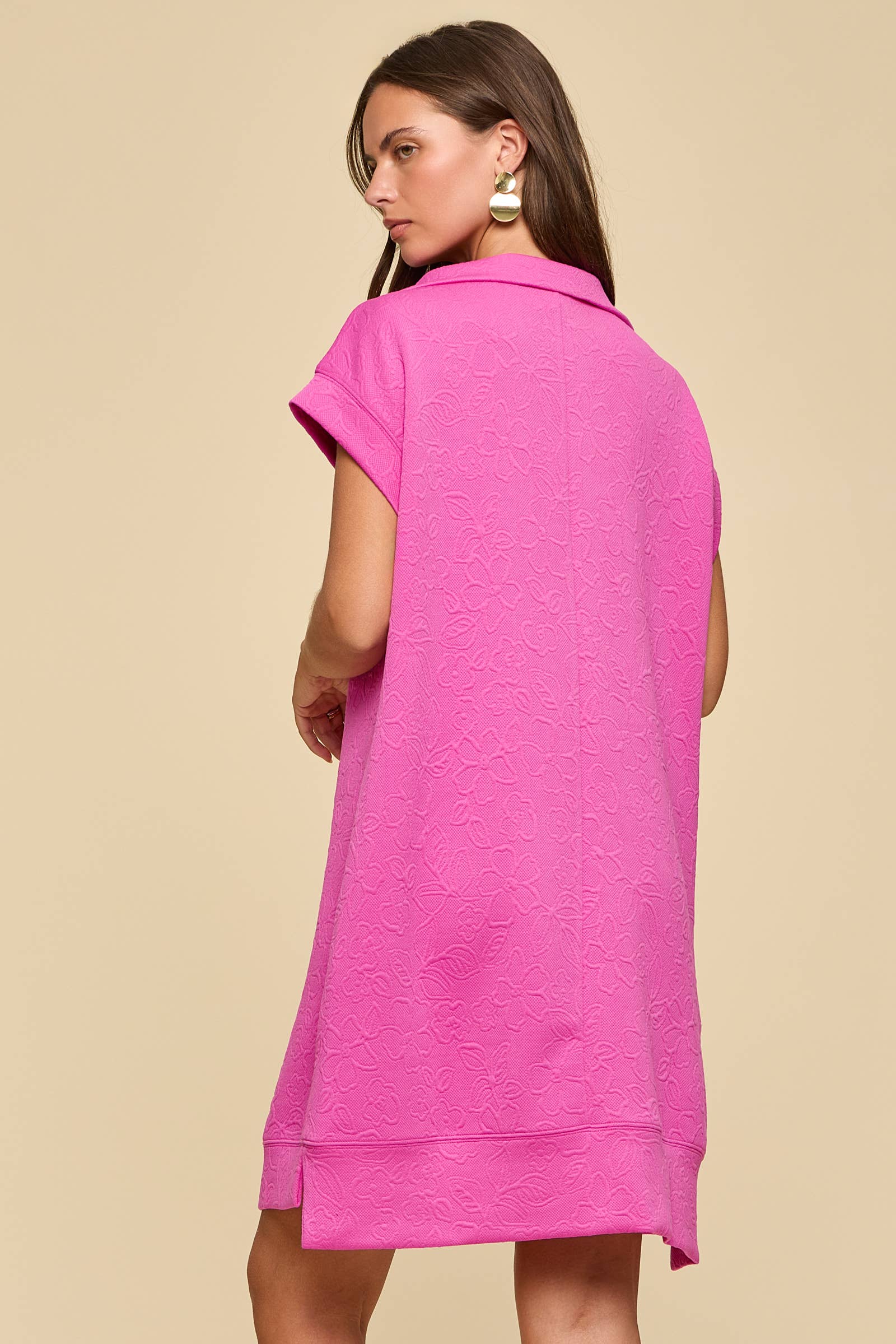 Half-Zip Jacquard Dress w/ Pockets