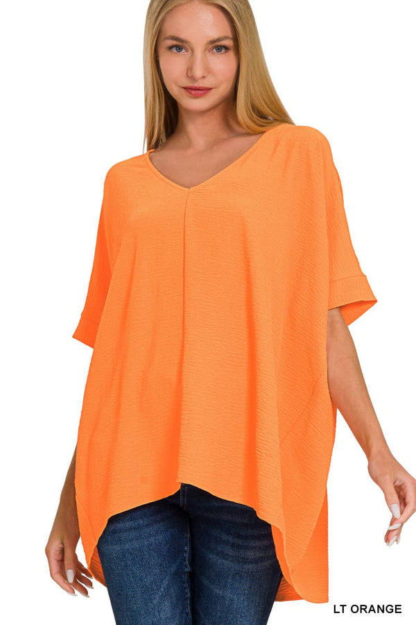 42POPS Airflow Textured V-neck Short sleeve Top: