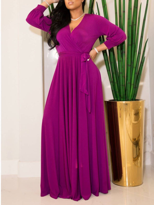 Waist-Cinching Floor Maxi Dress