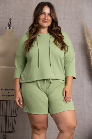 SAGE SWEATSHIRT PLUS SIZE HOODIE SET