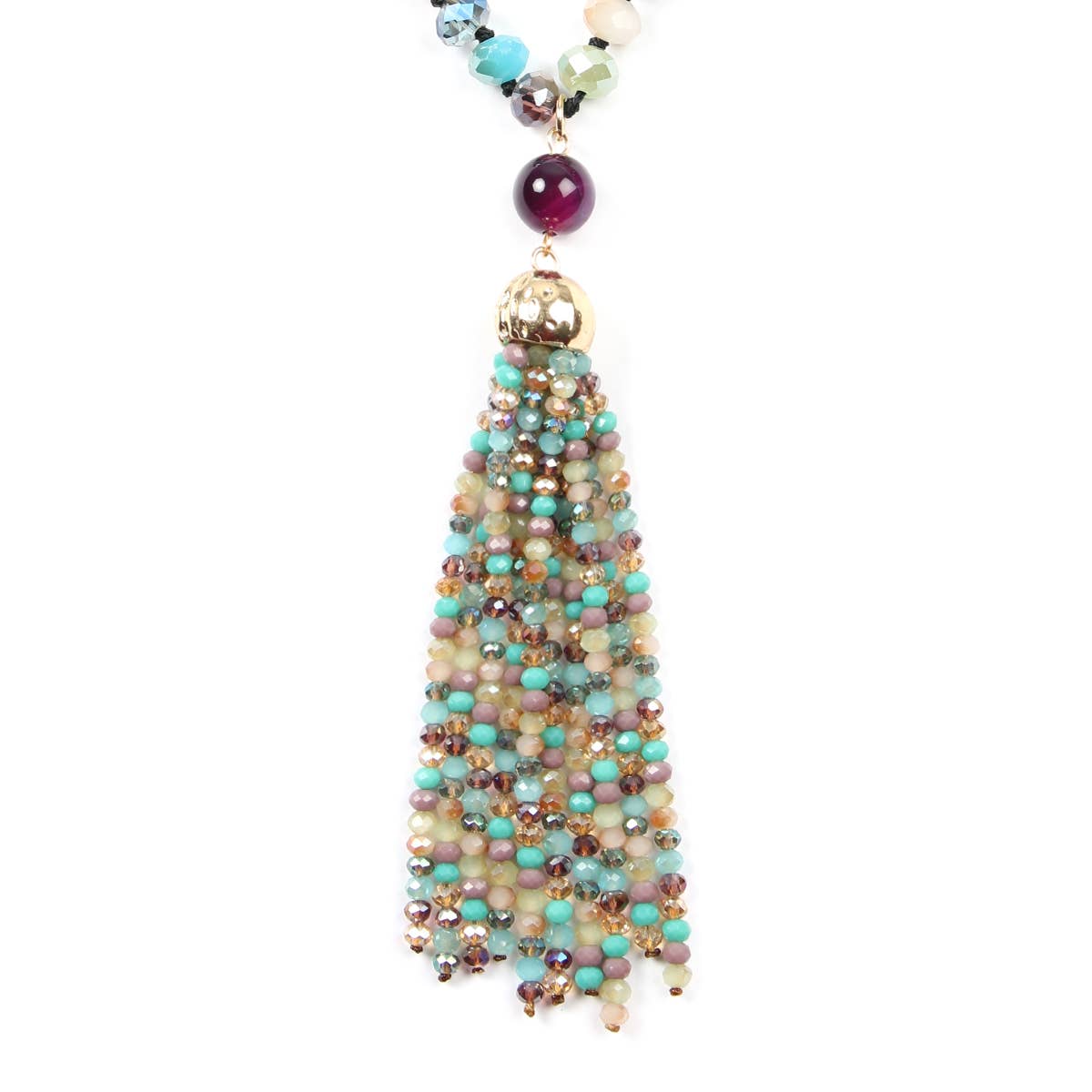 Rondelle Tassel Pendant With Polycord Necklace