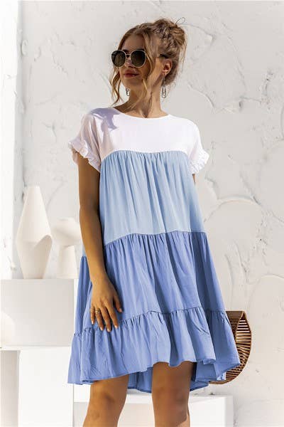 Color Block Dress: Pink / M