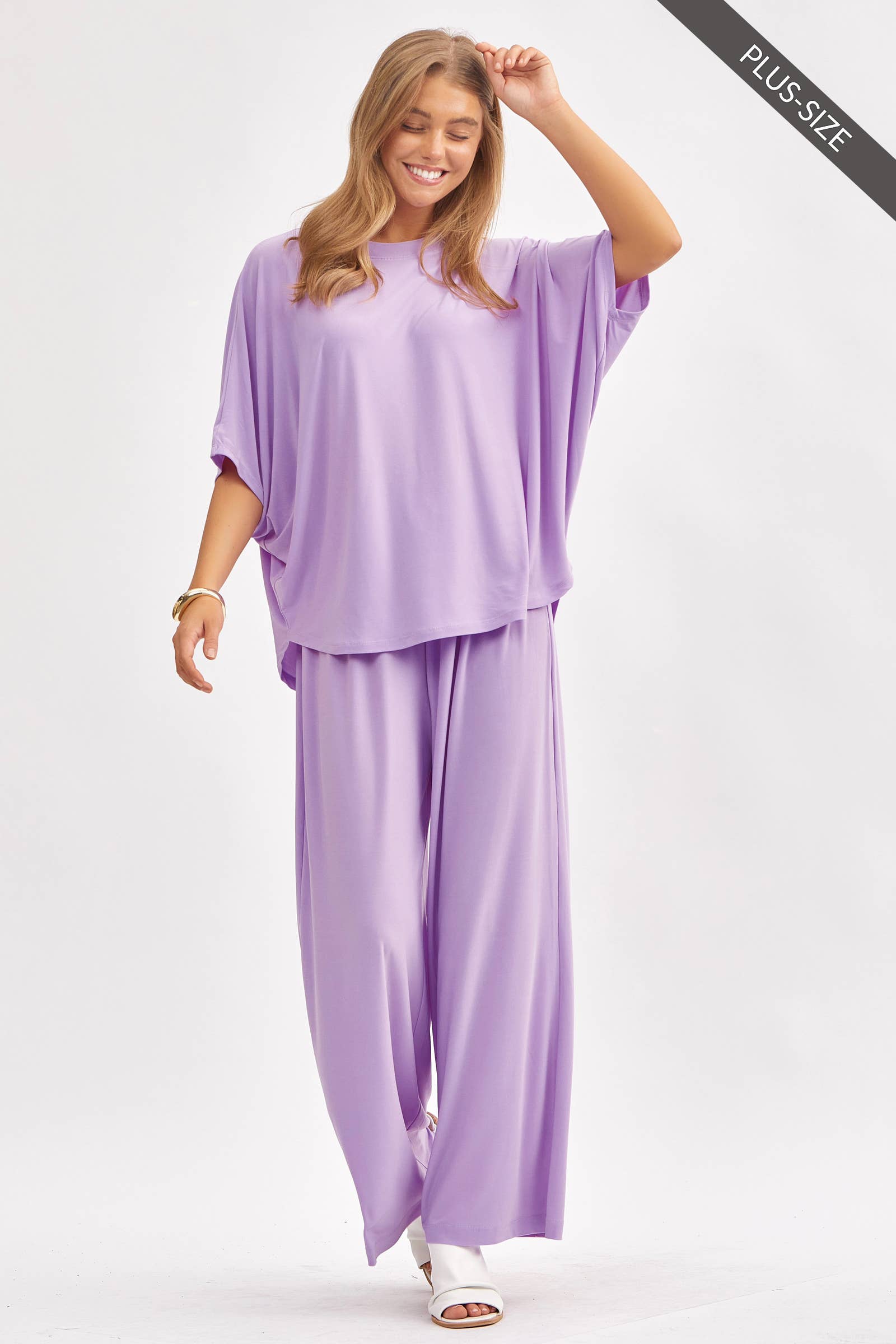 PLUS SIZE Flowy Top + Wide Leg Set TRVSET-COASTAL