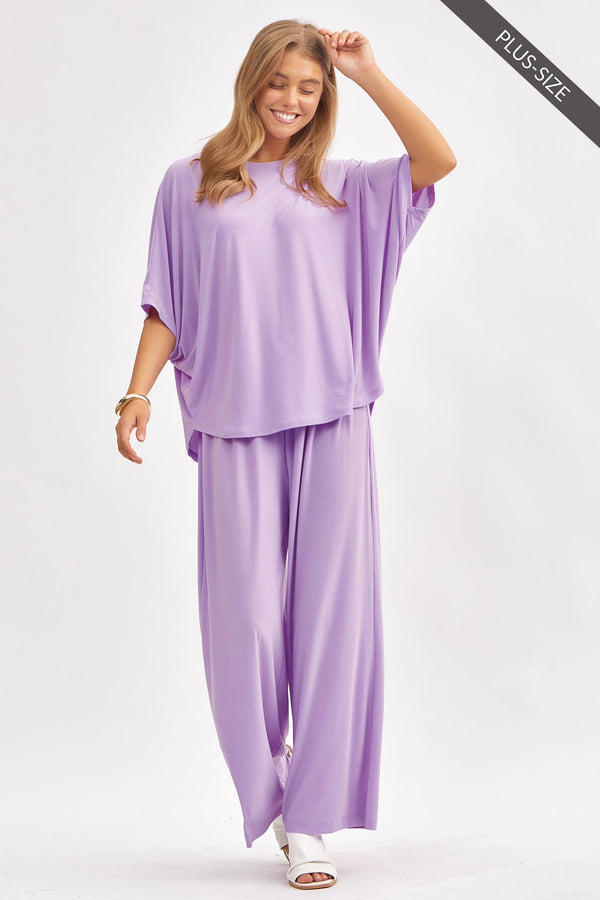PLUS SIZE Flowy Top + Wide Leg Set TRVSET-COASTAL