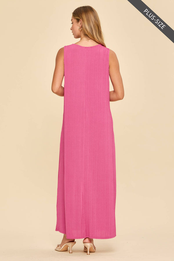 PLUS SIZE Textured V-Neck Maxi Dress