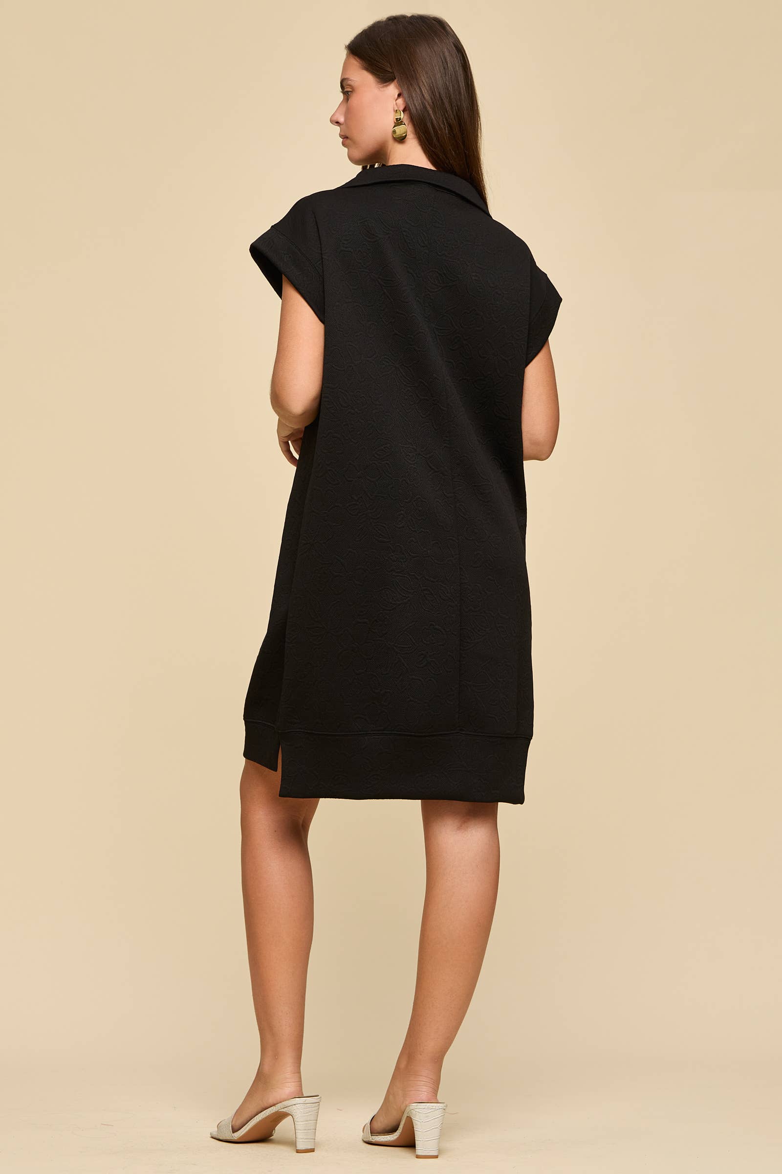 Half-Zip Jacquard Dress w/ Pockets