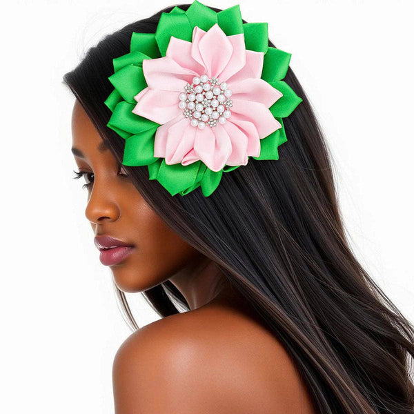 Pink Green Flower Pearl Brooch Women