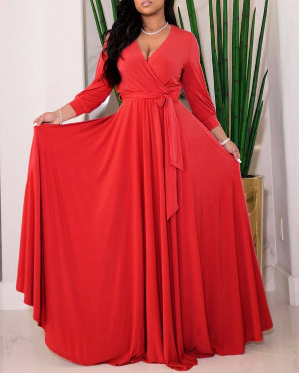 Waist-Cinching Floor Maxi Dress