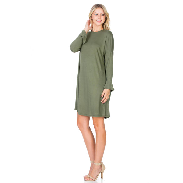 ADS-8260RS Ruffle Long Sleeve Midi Dress