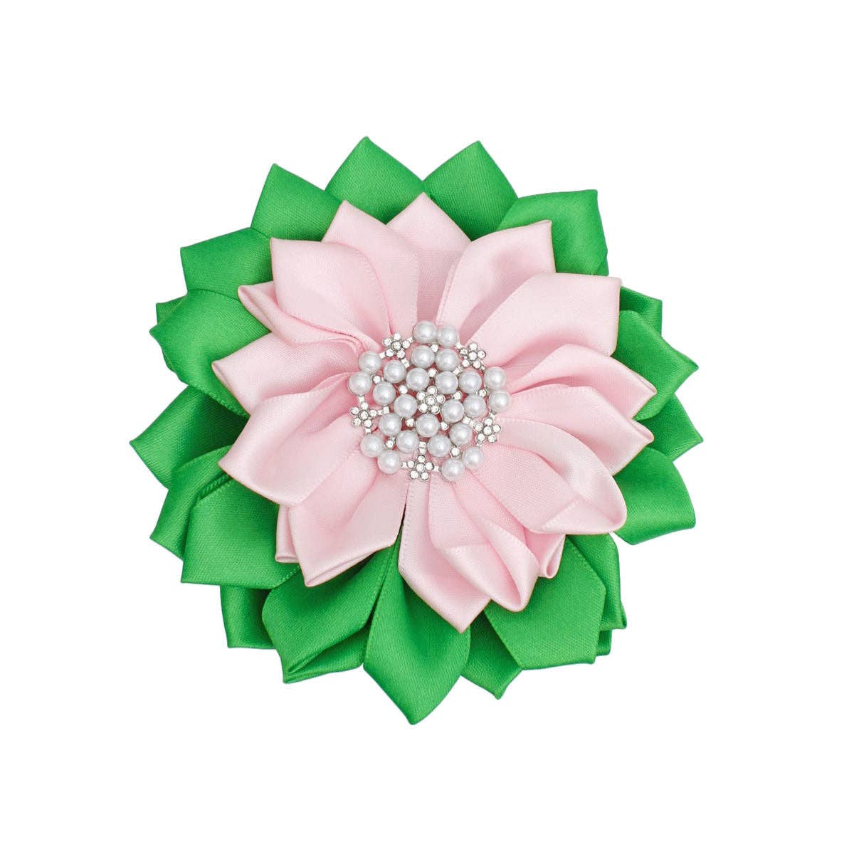 Pink Green Flower Pearl Brooch Women