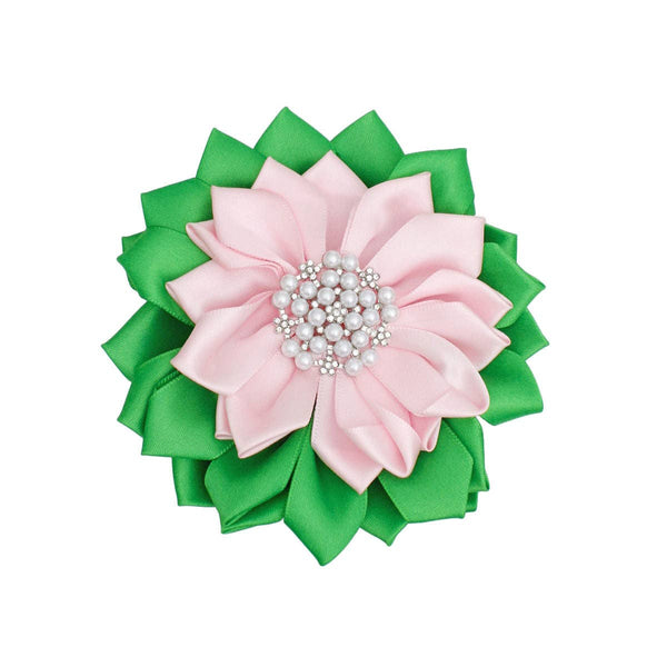 Pink Green Flower Pearl Brooch Women