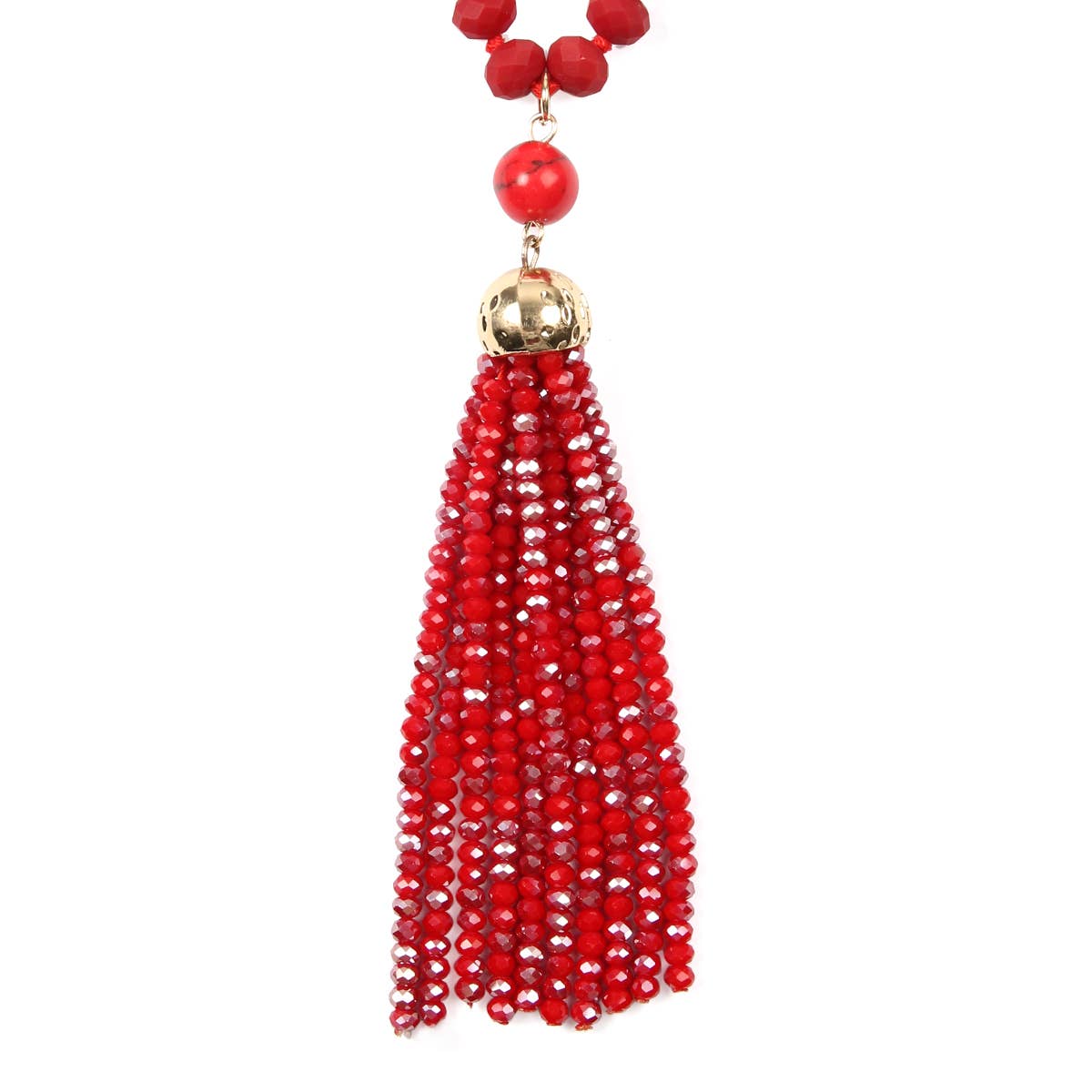 Rondelle Tassel Pendant With Polycord Necklace