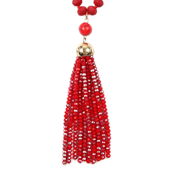 Rondelle Tassel Pendant With Polycord Necklace