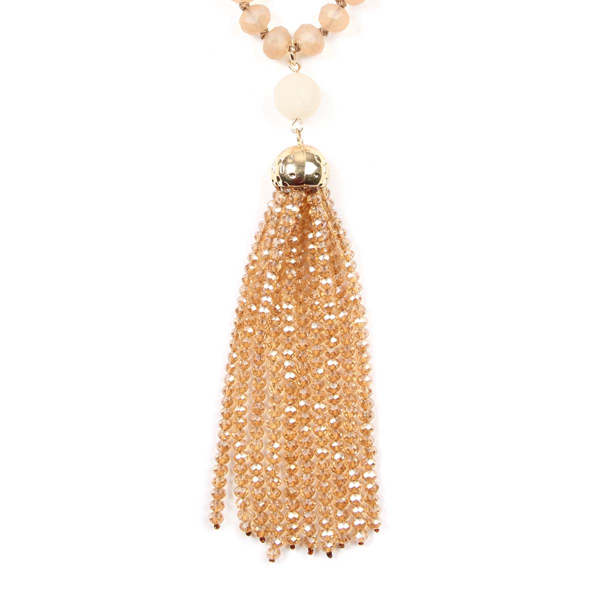 Rondelle Tassel Pendant With Polycord Necklace