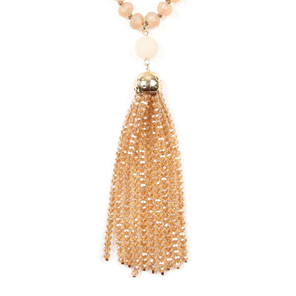 Rondelle Tassel Pendant With Polycord Necklace
