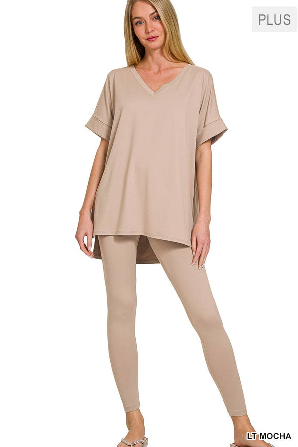 Plus Brushed Dty Microfiber Loungewear Set
