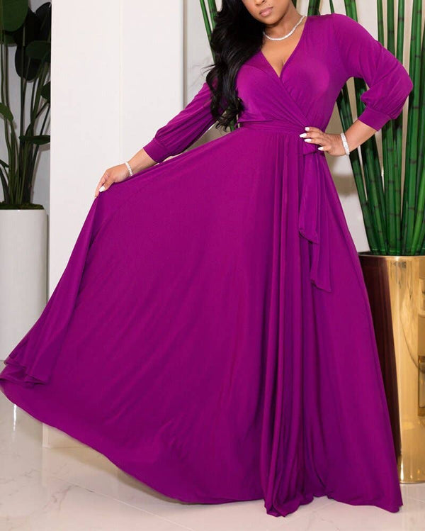 Waist-Cinching Floor Maxi Dress