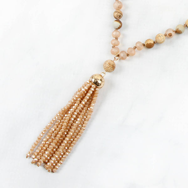 Rondelle Tassel Pendant With Polycord Necklace
