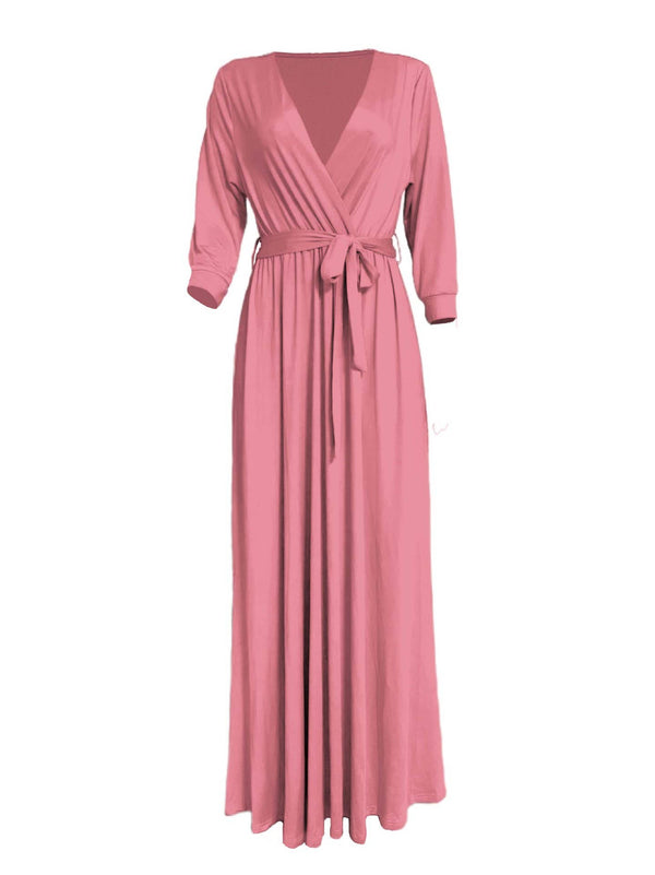Waist-Cinching Floor Maxi Dress