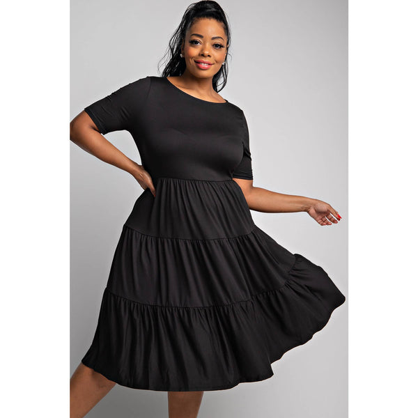 74282CD  PLUS SIZE SHORT SLEEVE TIERED DRESS