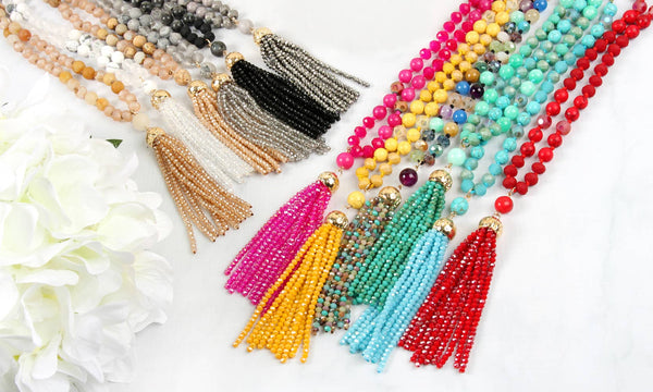 Rondelle Tassel Pendant With Polycord Necklace