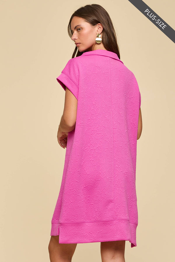 PLUS SIZE Half-Zip Jacquard Dress w/ Pockets