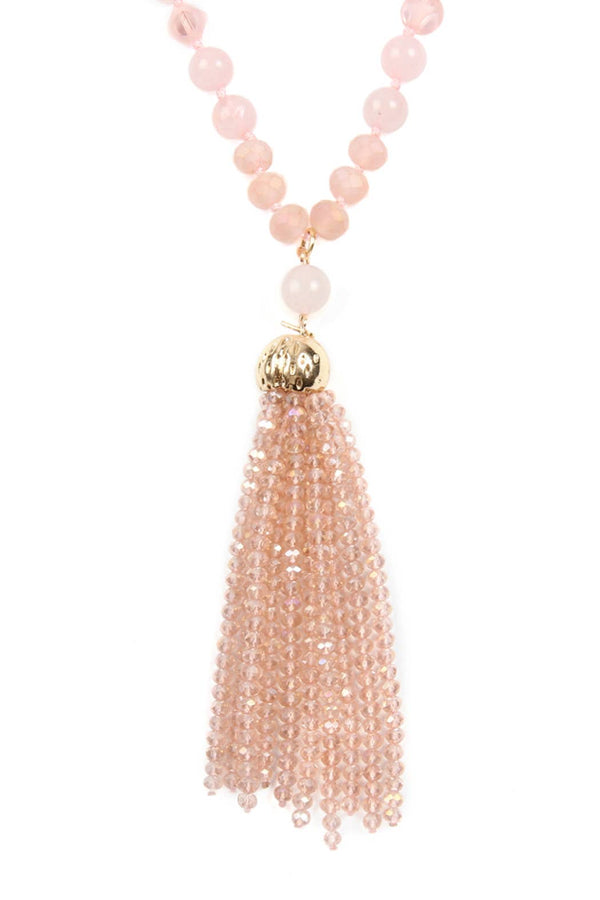 Rondelle Tassel Pendant With Polycord Necklace
